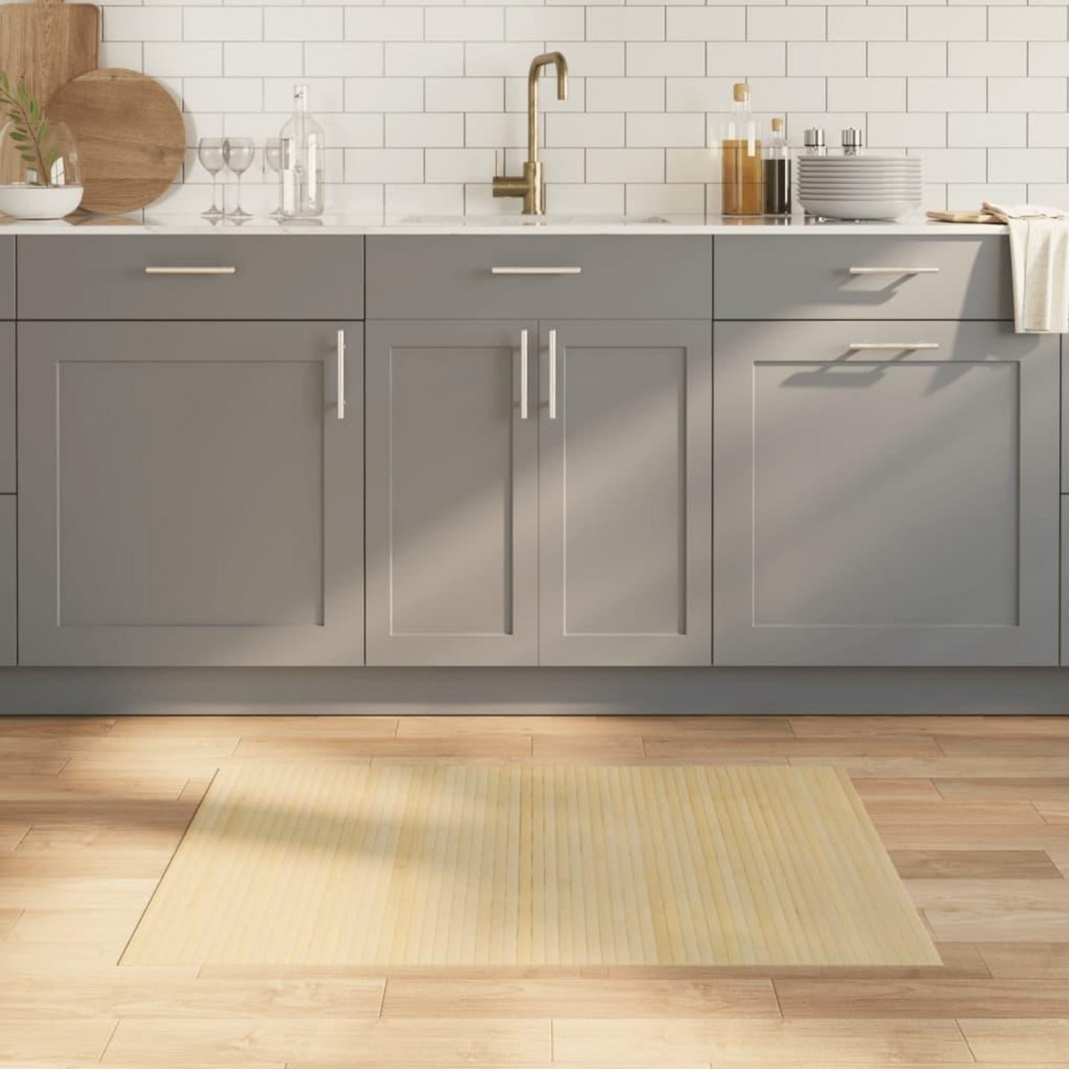 VIDAXL Tapis rectangulaire naturel clair 70x100 cm bambou