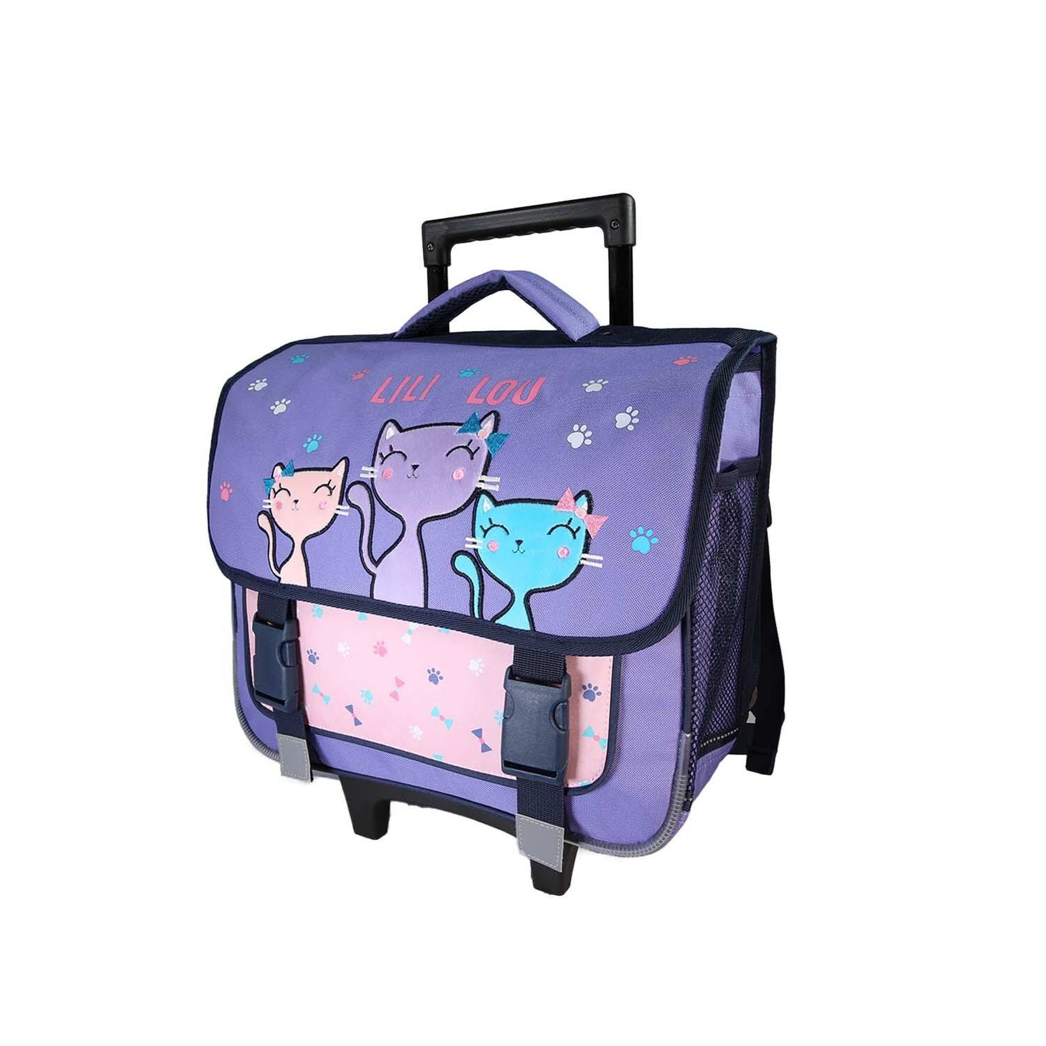 Voir la diapositive 2 : Bagtrotter Lili Lou - Cartable à roulettes 38cm - Violet/Rose - Fille - 2 compartiments