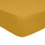 Home collection Drap housse, bonnet 30cm 100% percale de coton 80fils. Coloris disponibles : Jaune, Noir, Vert, Orange, Bleu