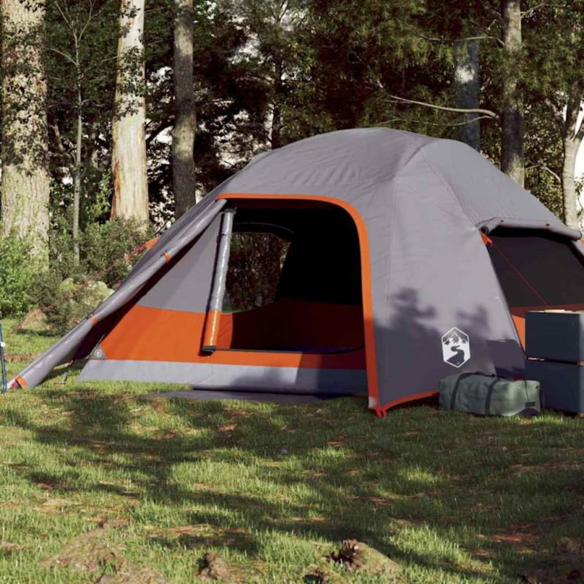 VIDAXL Tente de camping à dôme 4 personnes gris et orange imperméable