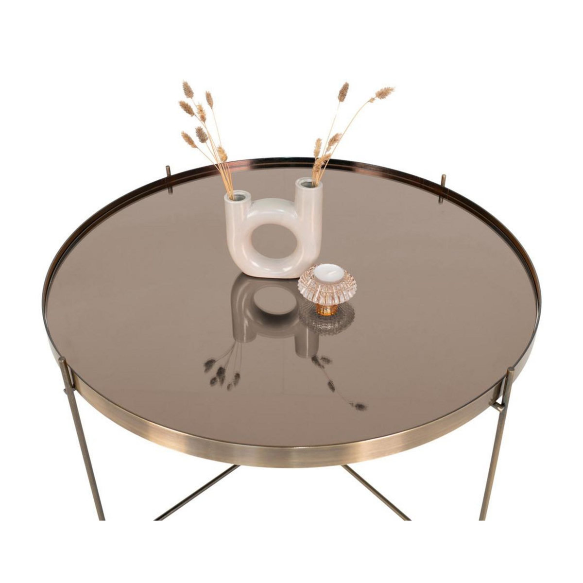 LISA DESIGN Glina - table basse ronde - métal et verre - 48 cm