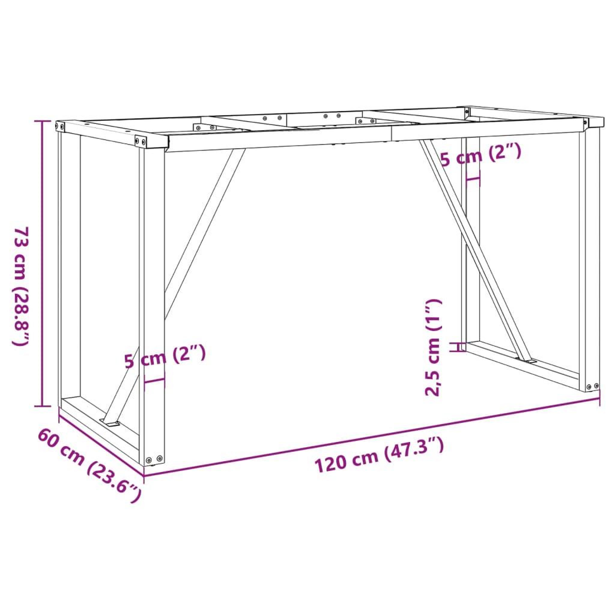 Voir la diapositive 6 : VIDAXL Pieds de table a manger cadre en O 120x60x73 cm acier