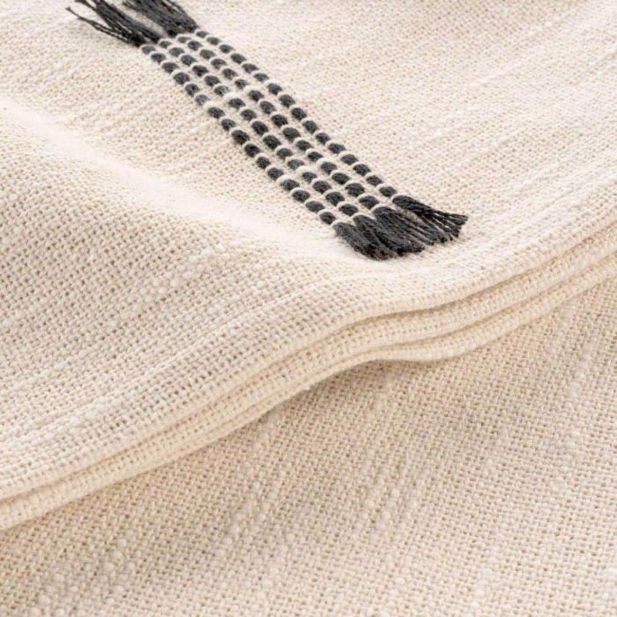 Paris Prix Plaid à Franges Tissé  Juline  125x150cm Naturel