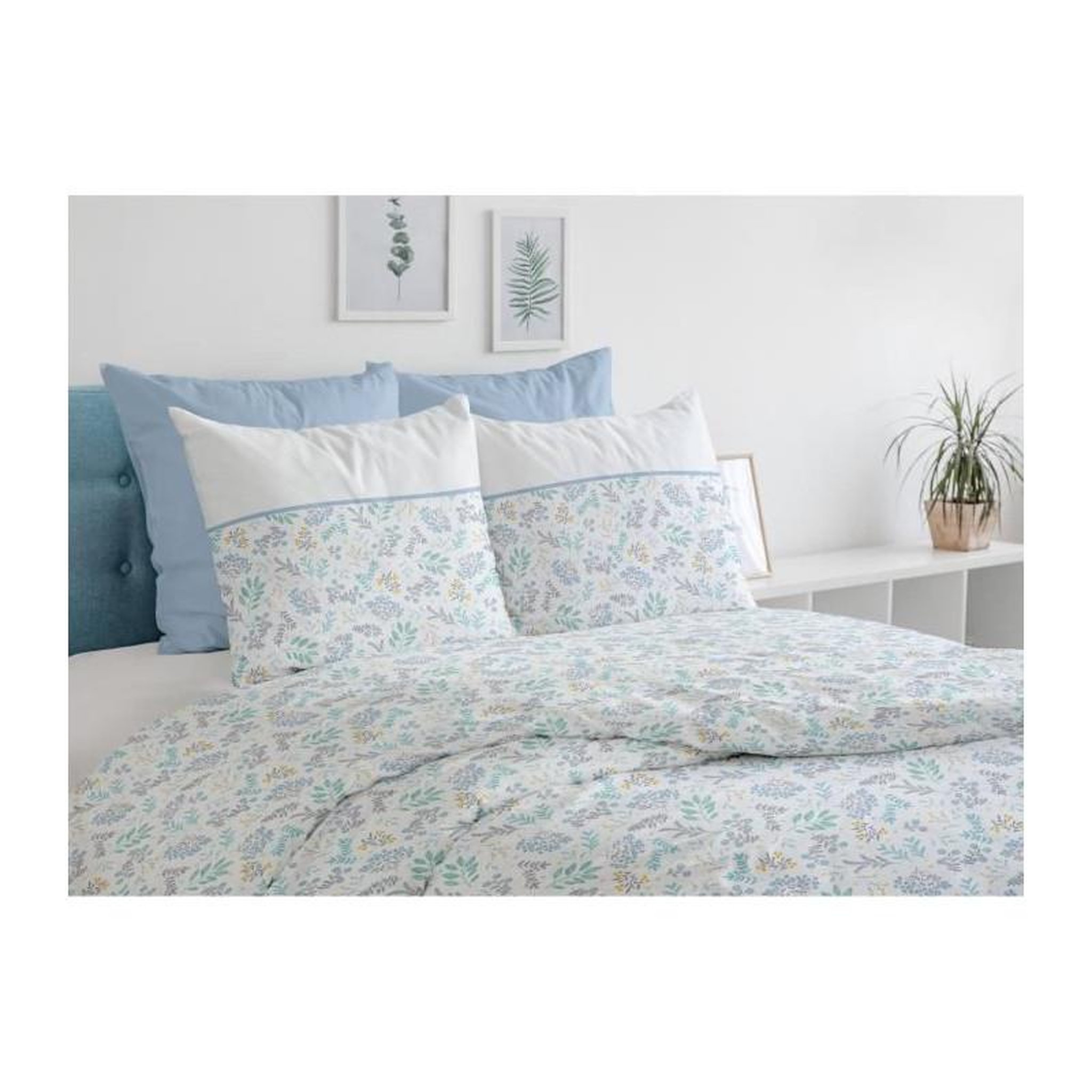 Voir la diapositive 2 : HOME LINGE PASSION Parure de couette HOME LINGE PASSION Adonis - 3 Pcs - 220 x 240 - 100% Coton 57 Fils - Bleu