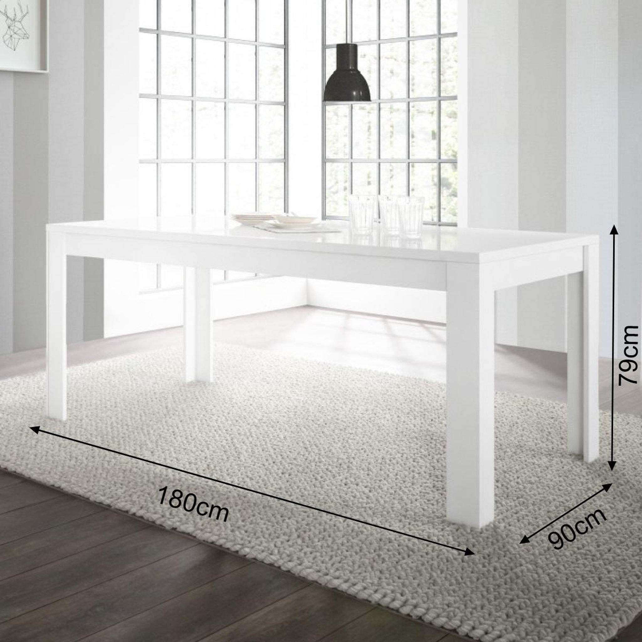 Voir la diapositive 6 : JLC KREATION Table à manger design laqué blanc 180cm APHODITE