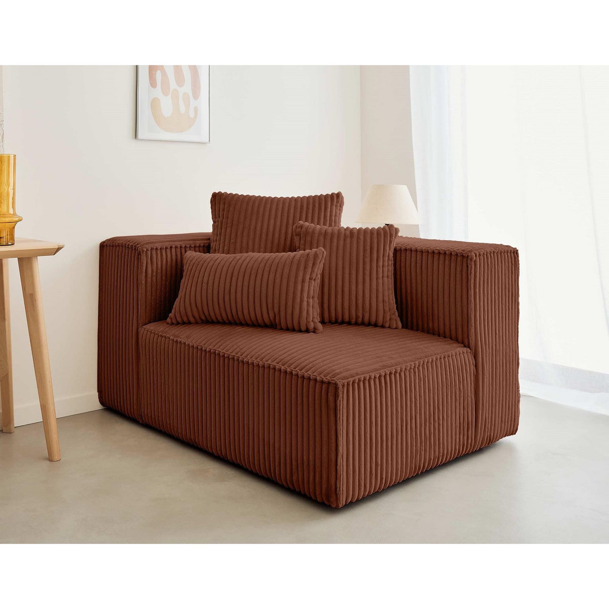 LISA DESIGN Colombine - module d'assise gauche - en velours côtelé grosses côtes