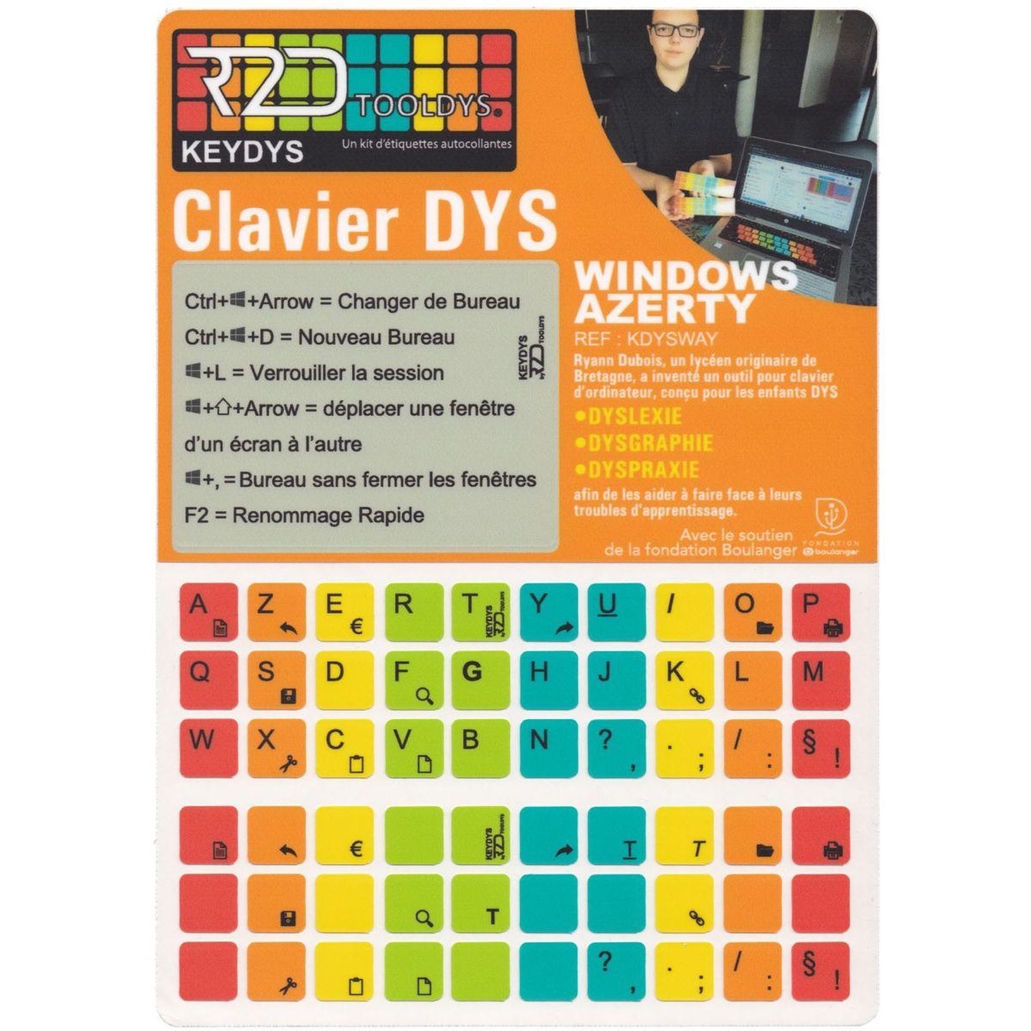 R2DTOOLDYS Sticker clavier dyslexique windows
