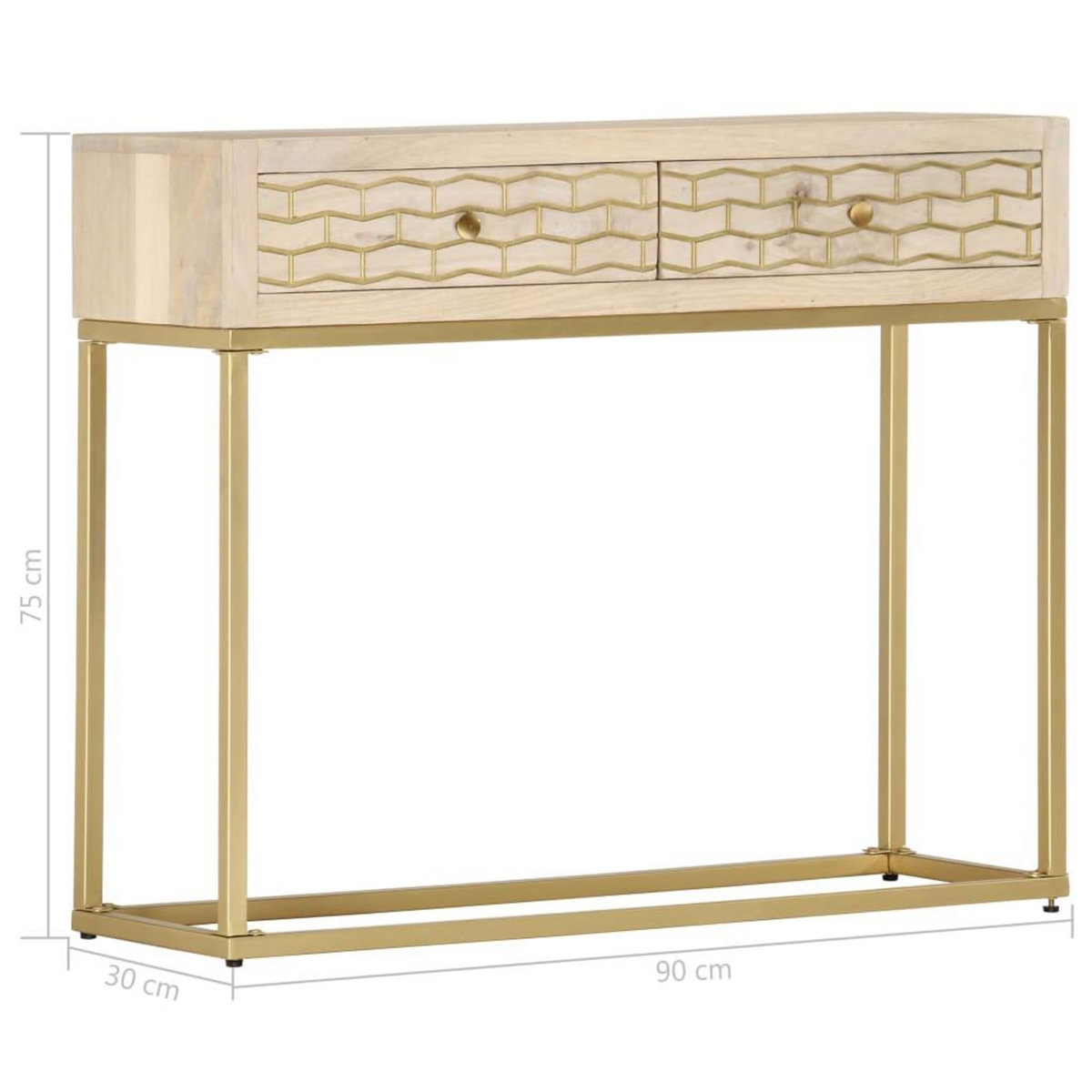 VIDAXL Table console dore 90x30x75 cm bois solide de manguier