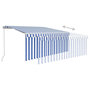 Voir la diapositive 4 : VIDAXL Auvent manuel retractable avec store 3x2,5 m Bleu et blanc