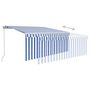 Voir la diapositive 4 : VIDAXL Auvent manuel retractable avec store 3x2,5 m Bleu et blanc