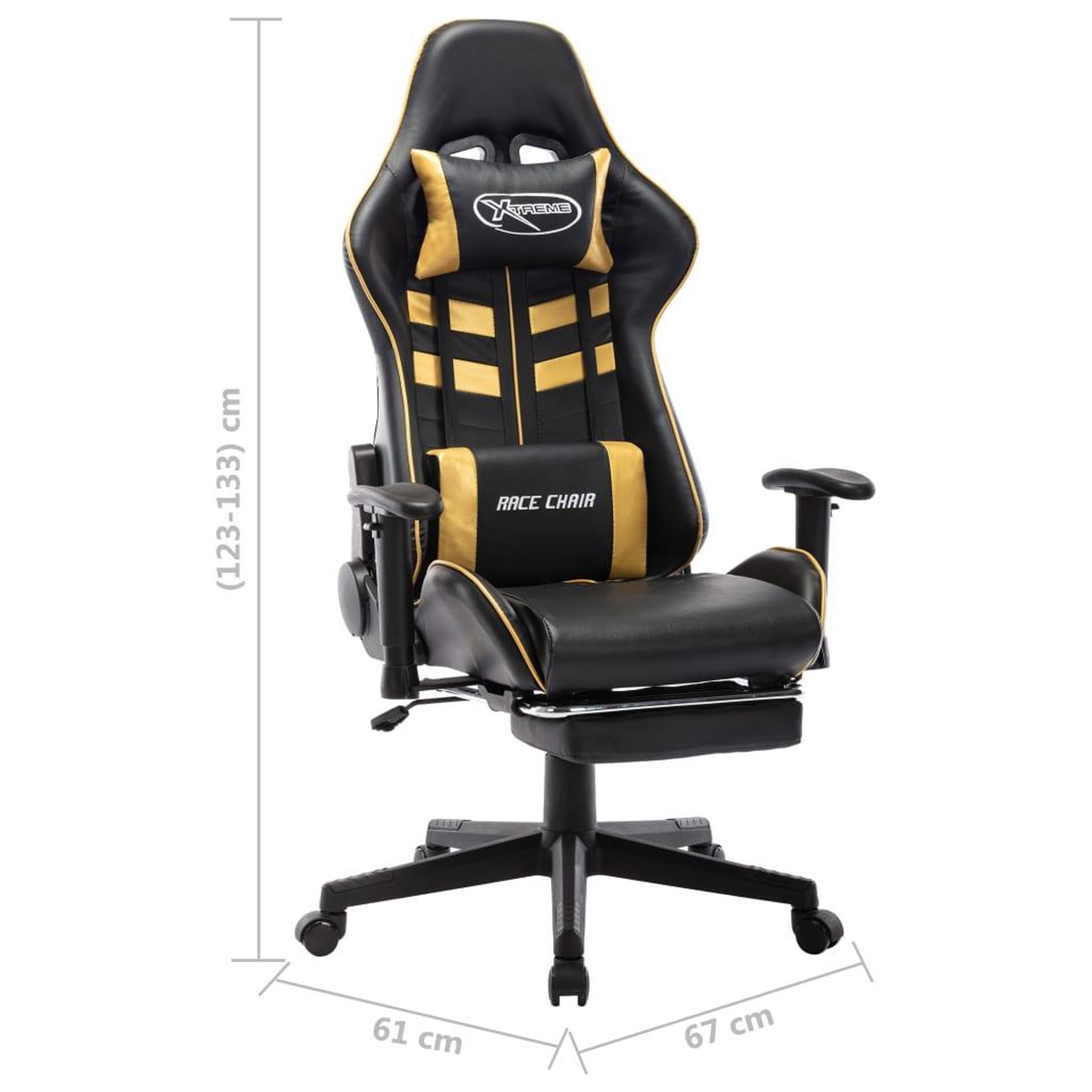 Voir la diapositive 6 : VIDAXL Chaise de jeu avec repose-pied Noir et dore Cuir artificiel