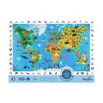 Sentosphere Puzzle 100 pièces SentoSphère Cherche et trouve Planisphère des Animaux