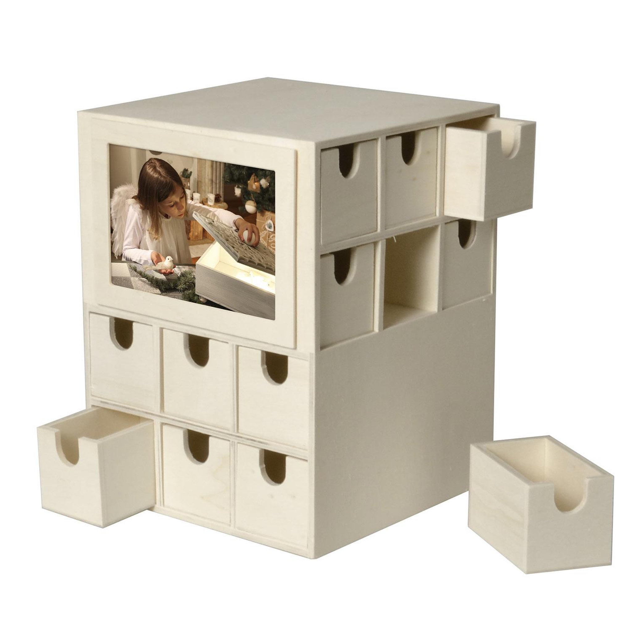 Voir la diapositive 1 : Artemio Calendrier de l'avent cube 24 tiroirs 22 x 17 cm