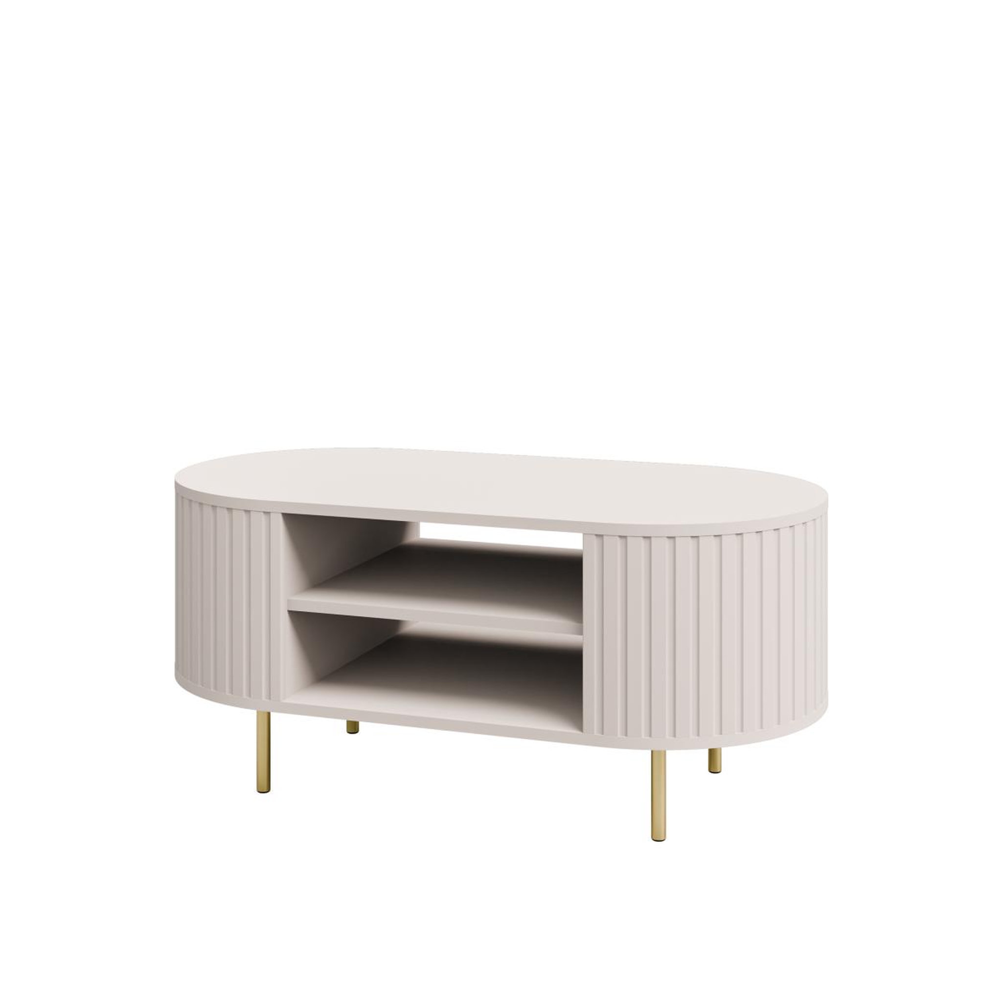 JLC KREATION Table basse moderne ovale beige cachemire lilio