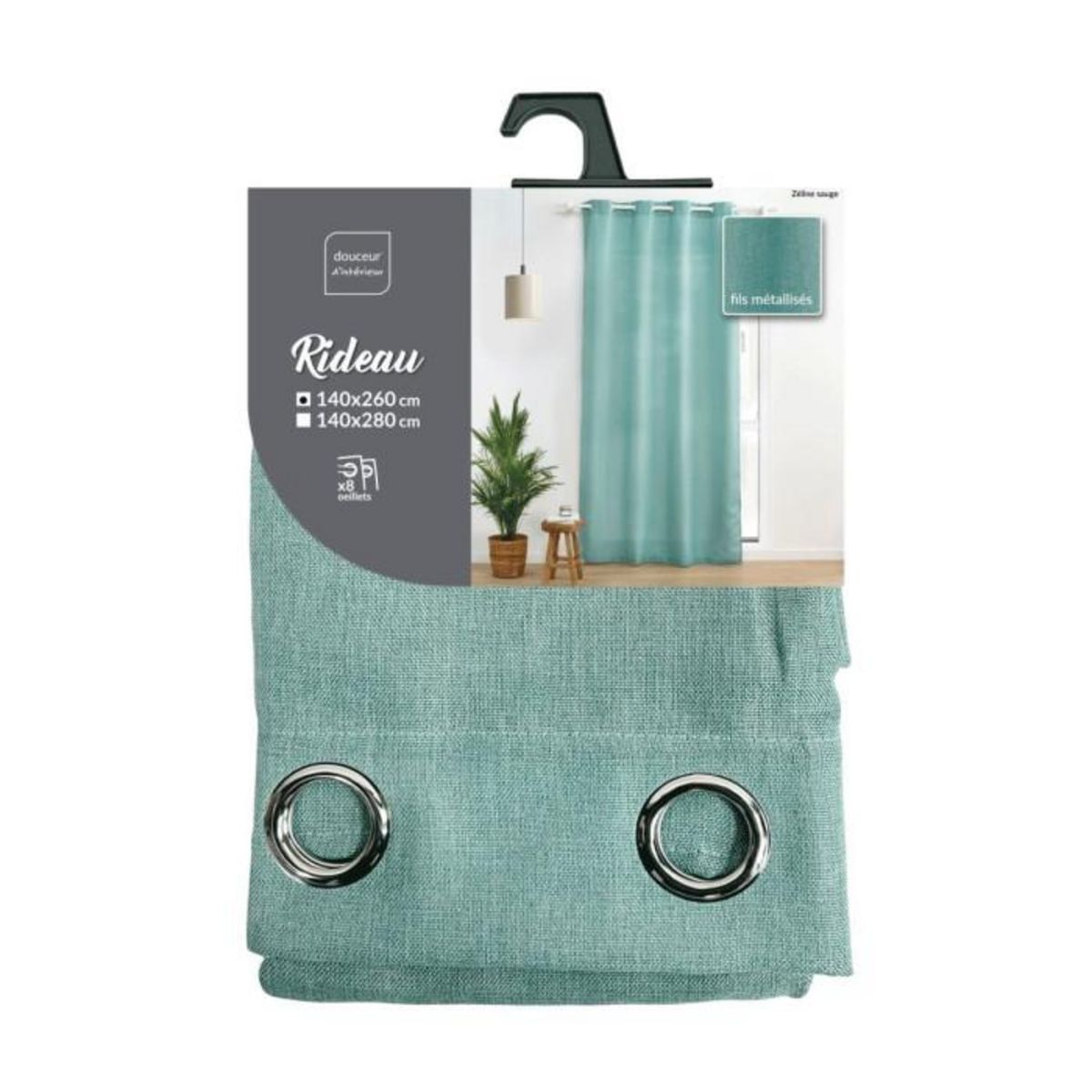 Paris Prix Rideau à Œillets  Zeline  140x260cm Sauge