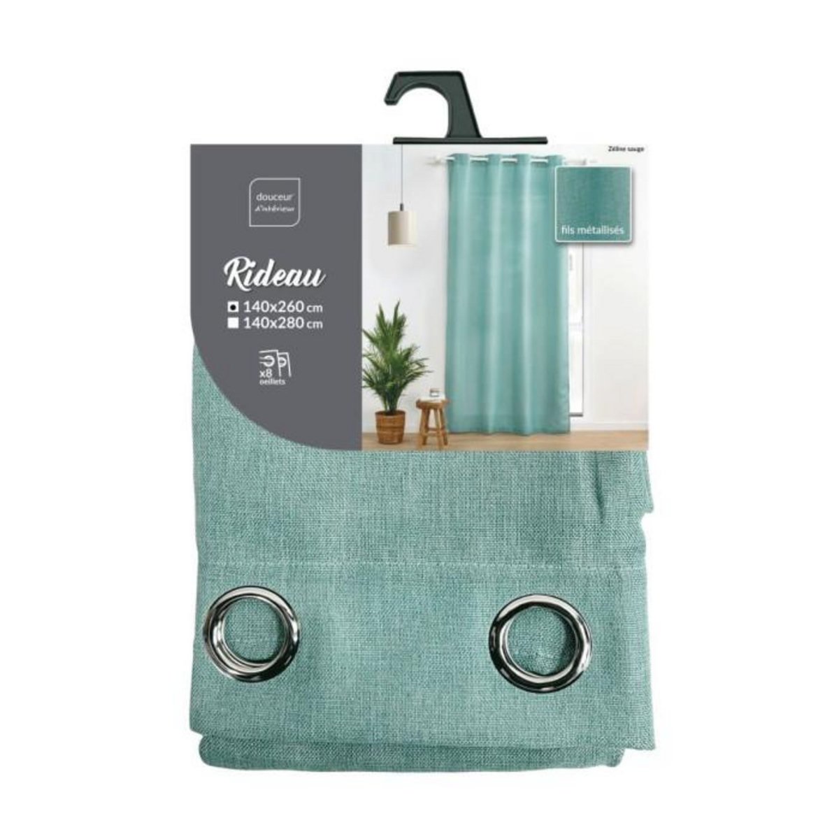 Paris Prix Rideau à Œillets  Zeline  140x260cm Sauge