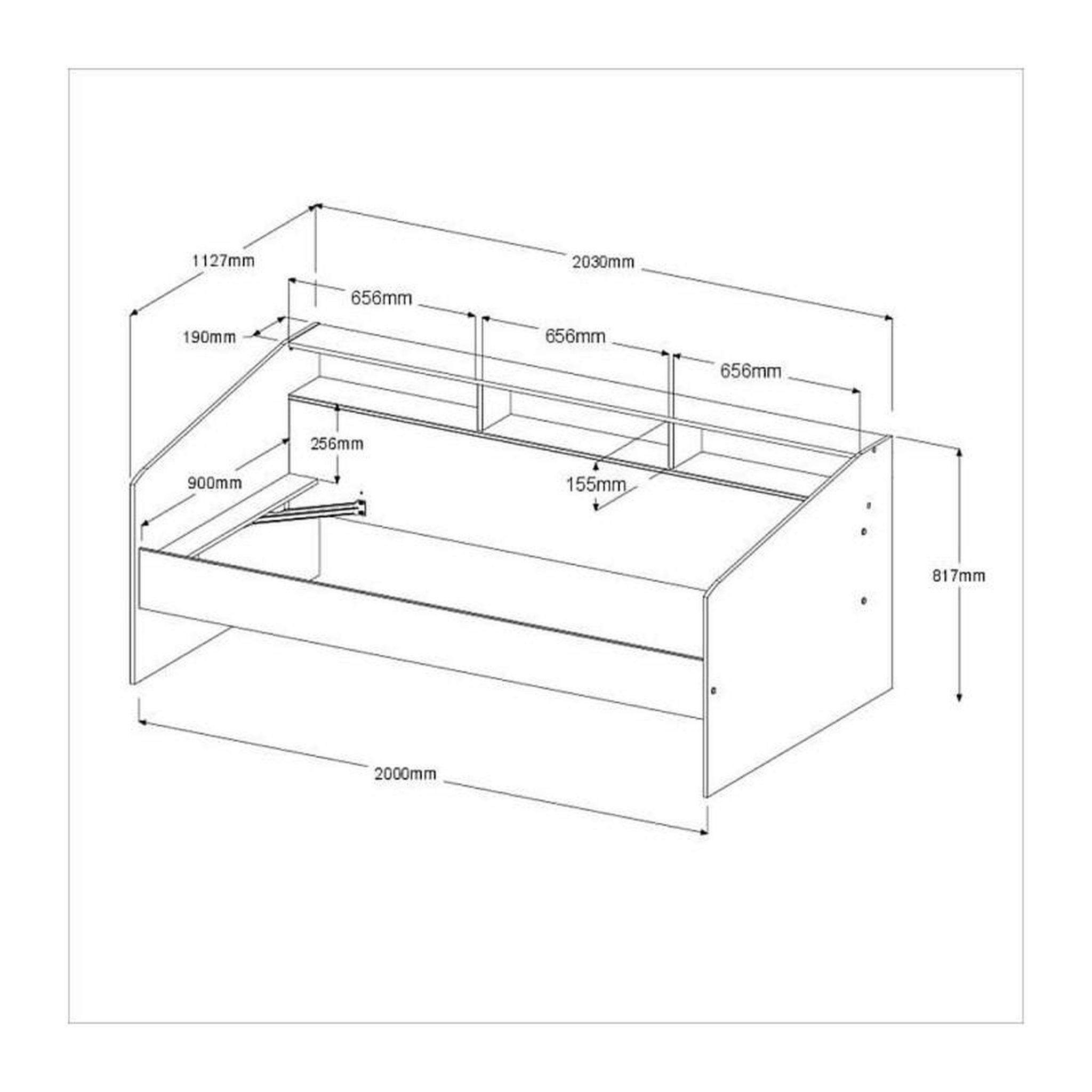 Voir la diapositive 4 : PARISOT Lit banquette 2 tiroirs 90 x 200/190 cm - MDF - Mat décor chene et blanc - JOY - 2339ENSE