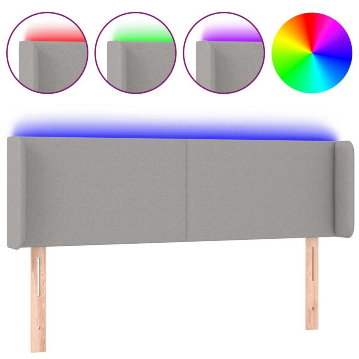 VIDAXL Tete de lit a LED Gris clair 147x16x78/88 cm Tissu