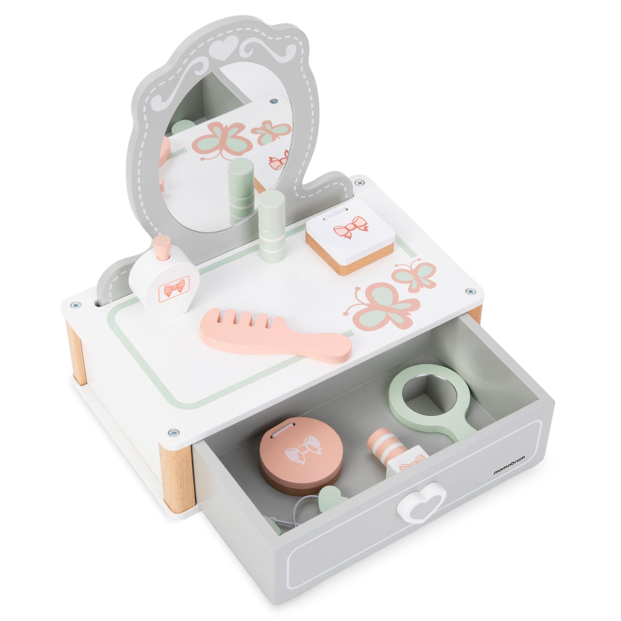 Voir la diapositive 6 : MAMABRUM Coiffeuse Bois Enfant Mamabrum Miroir Tiroir Accessoires Maquillage 3 Ans+