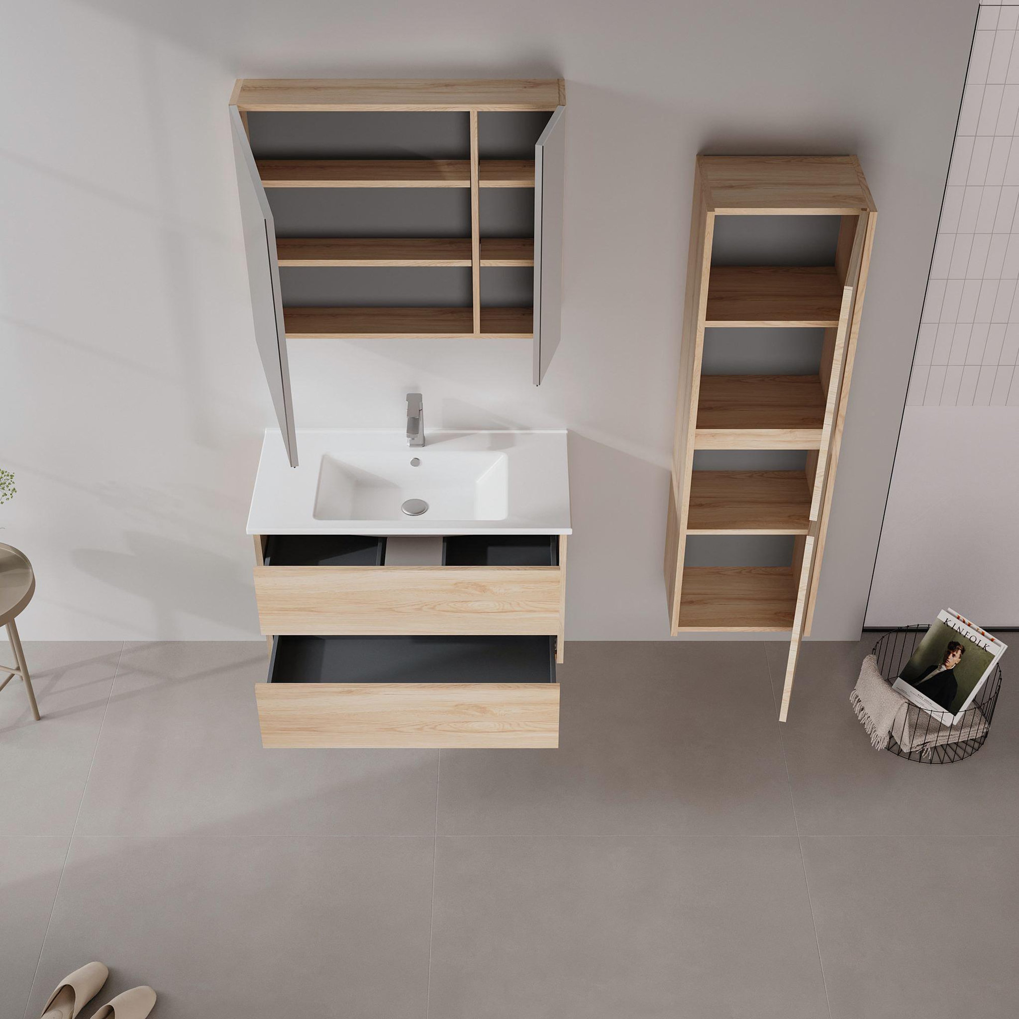 Voir la diapositive 3 : Habitat et Jardin Meuble Vasque  Side 85 v2  - 85 x 45 x 52 cm - Oak