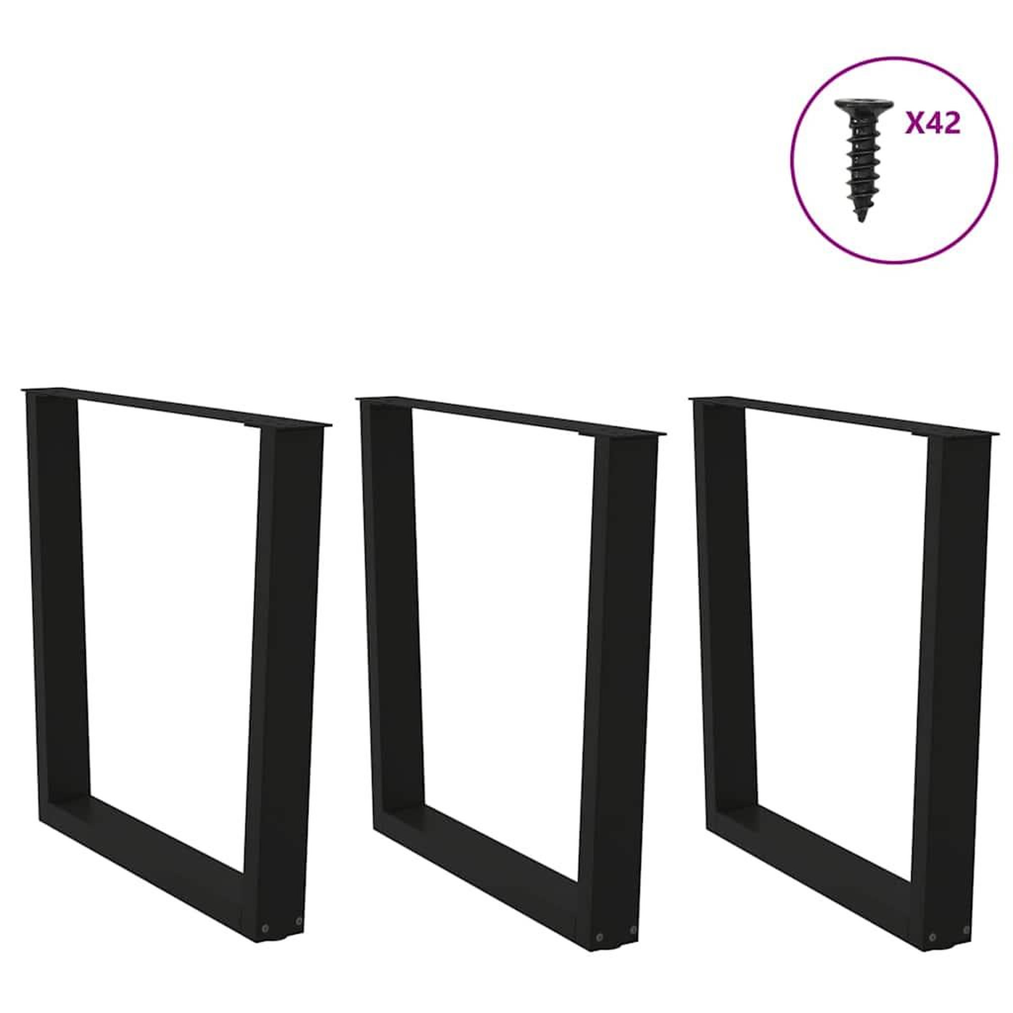 Voir la diapositive 3 : VIDAXL Pieds de table a manger forme de V 3 pcs noir 90x(72-73,3) cm