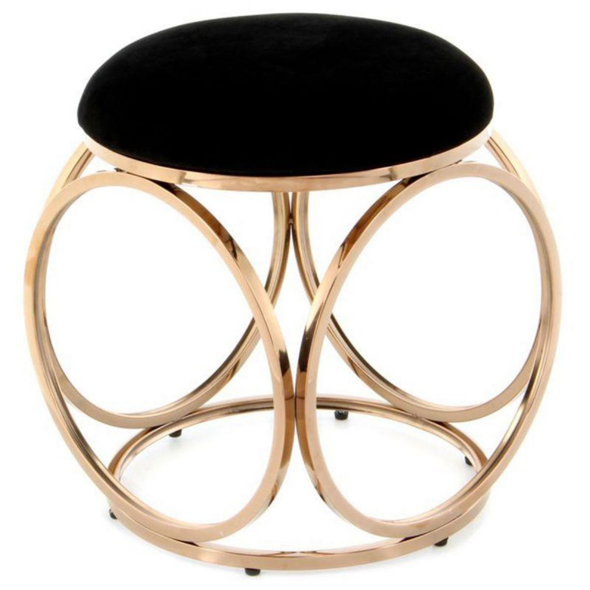 Paris Prix Tabouret Design  Whitney  45cm Noir & Or Rose