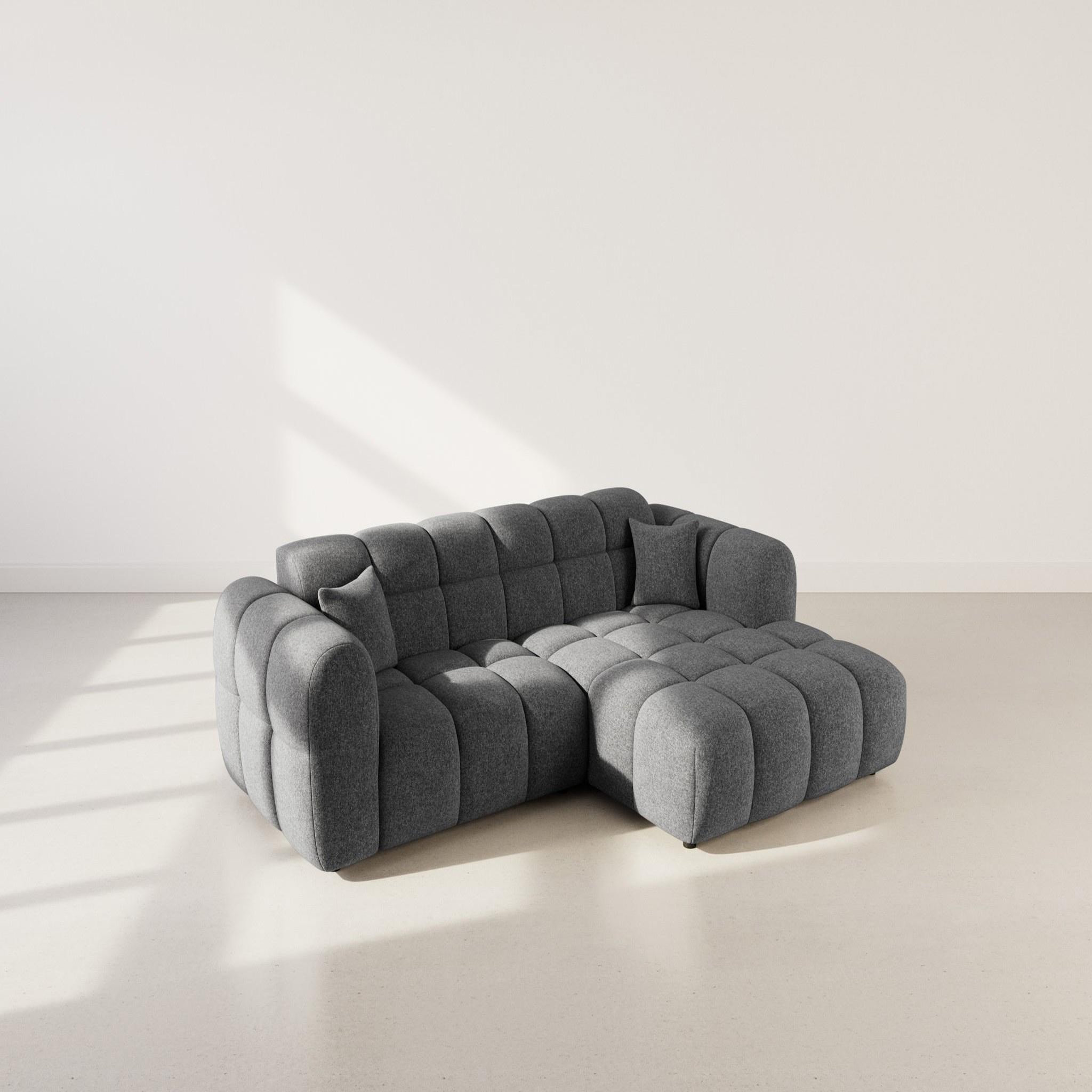 Voir la diapositive 3 : BEST MOBILIER Mini ray - canapé d'angle droit 4 places en tissu texturé