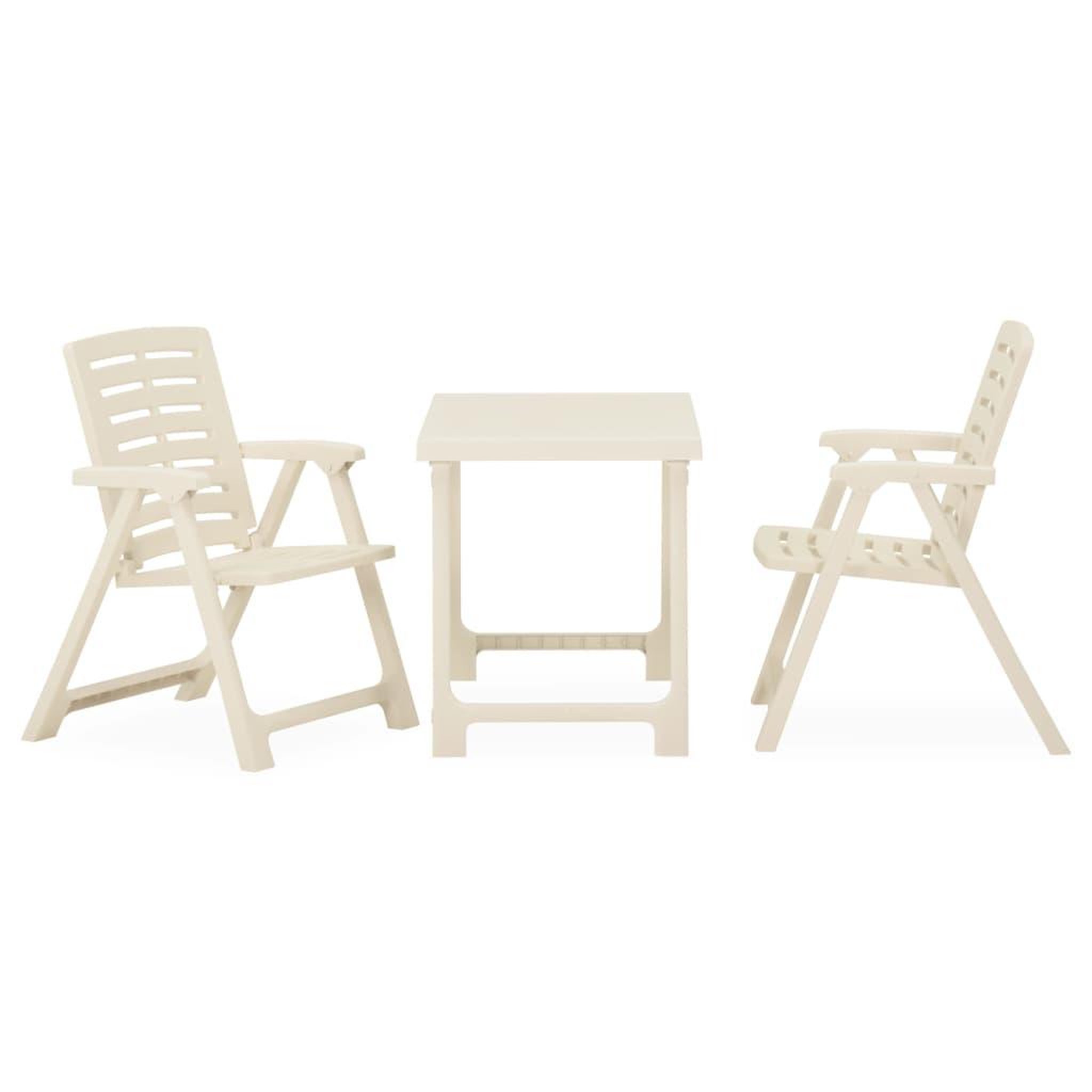 Voir la diapositive 2 : VIDAXL Ensemble de bistro pliable 3 pcs Plastique Blanc