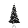 VIDAXL Arbre de Noël artificiel pre-eclaire et boules noir 180 cm PVC