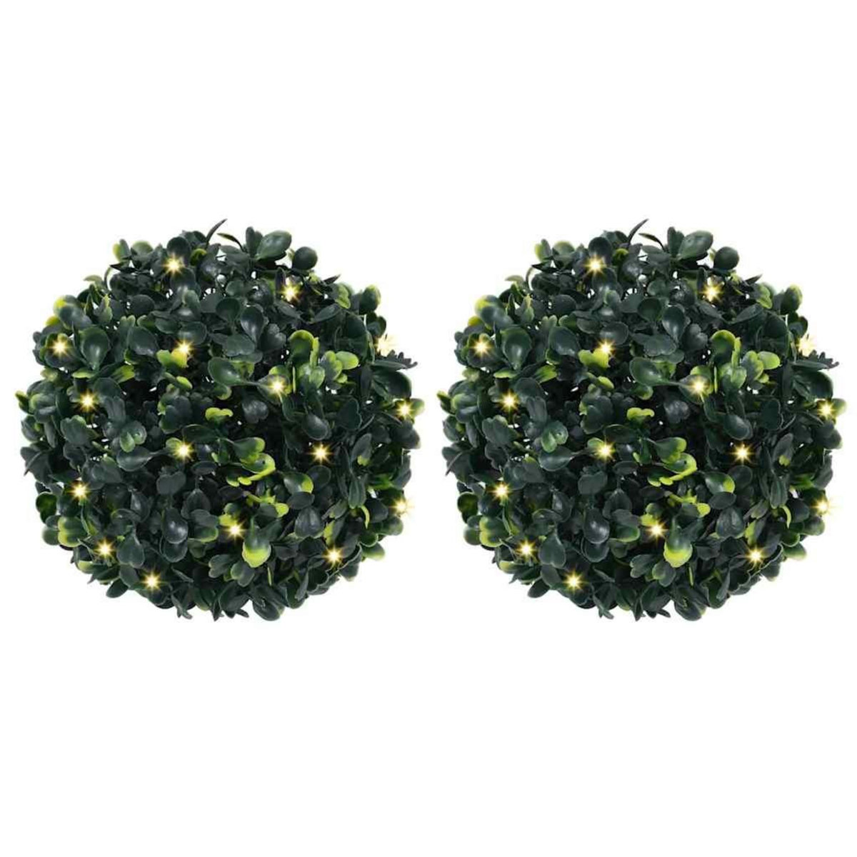 VIDAXL Boules de buis artificielles avec lumieres LED 2 pcs vert 22 cm
