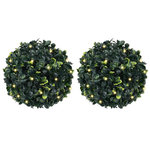 VIDAXL Boules de buis artificielles avec lumieres LED 2 pcs vert 22 cm