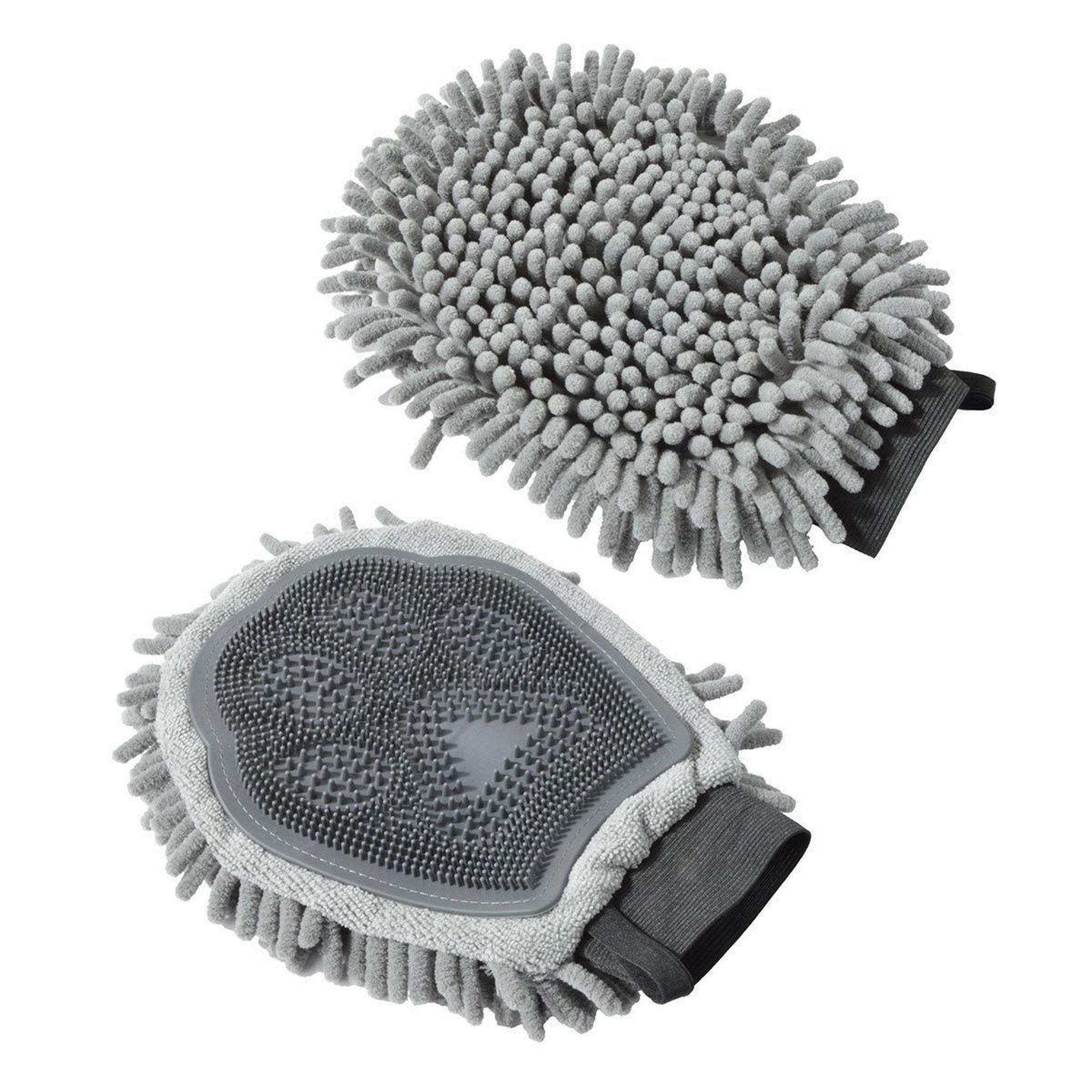 LOVE STORY Gant de toilettage en microfibre  2 en 1  25cm gris