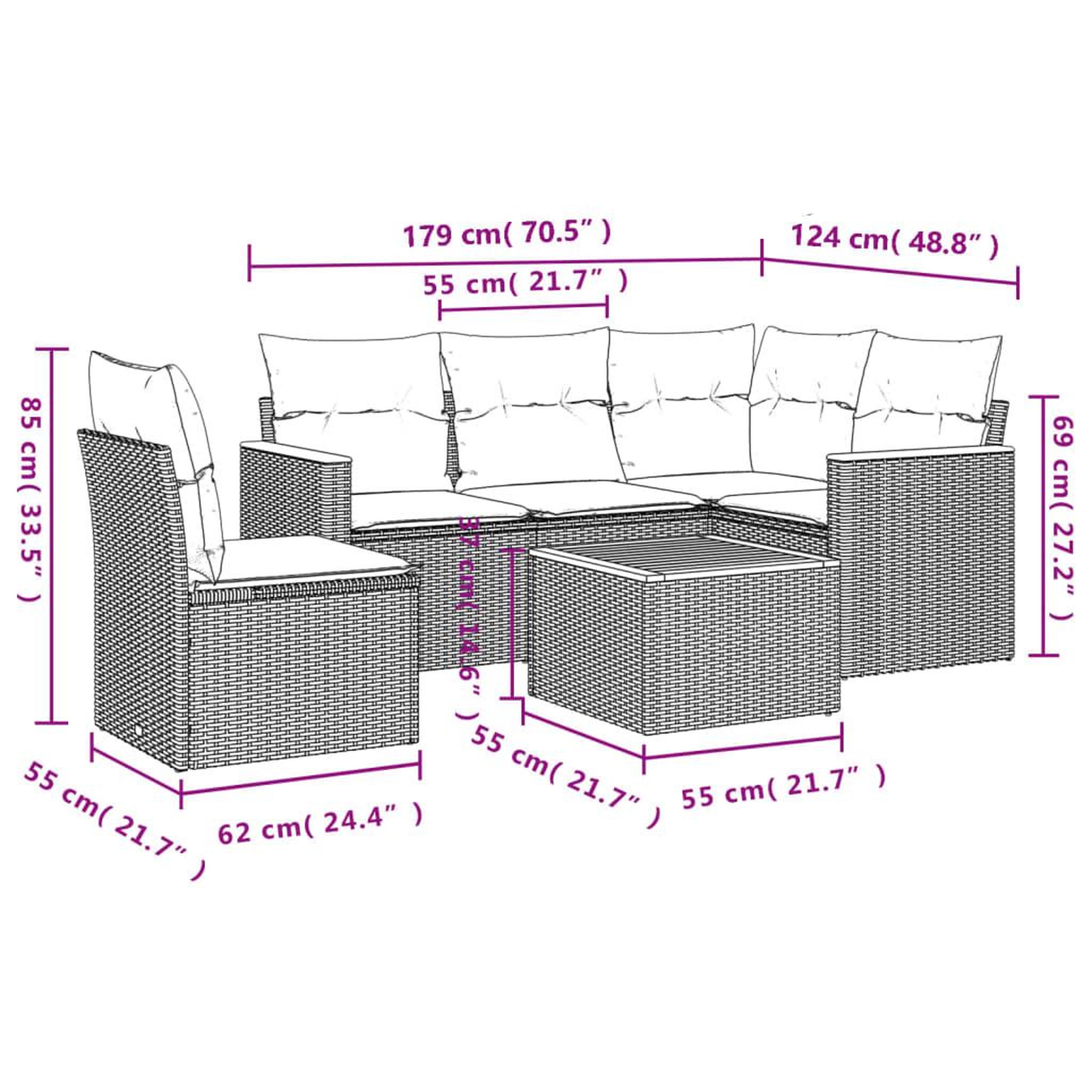 Voir la diapositive 4 : VIDAXL Salon de jardin 6 pcs avec coussins noir resine tressee