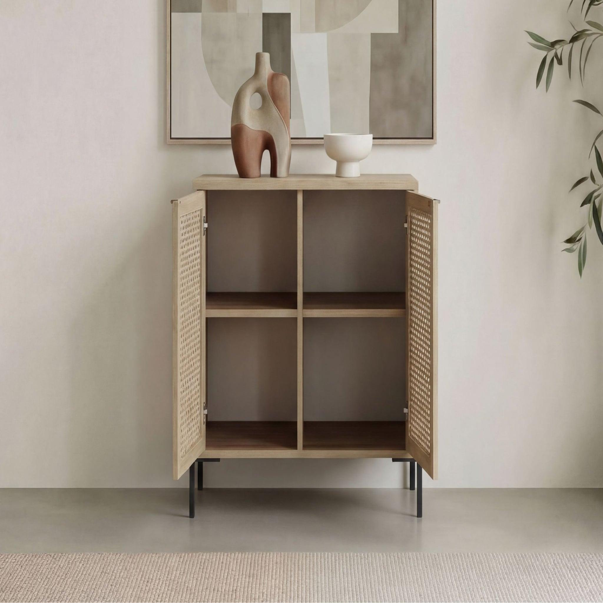 Voir la diapositive 6 : CASANOVA PARIS Stera - mini commode 2 portes 83cm en mélamine - chêne clair