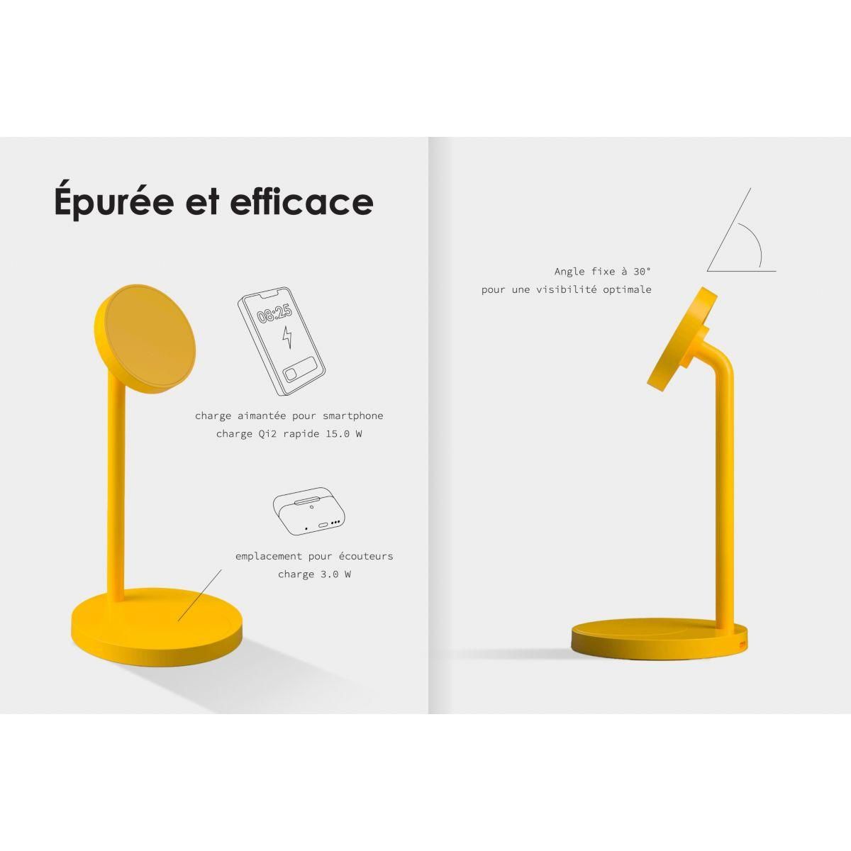 CASYX Chargeur 2 en 1  Charge rapide Qi2 gris