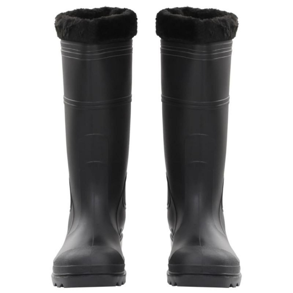 VIDAXL Bottes de pluie avec chaussettes amovibles noir taille 46 PVC