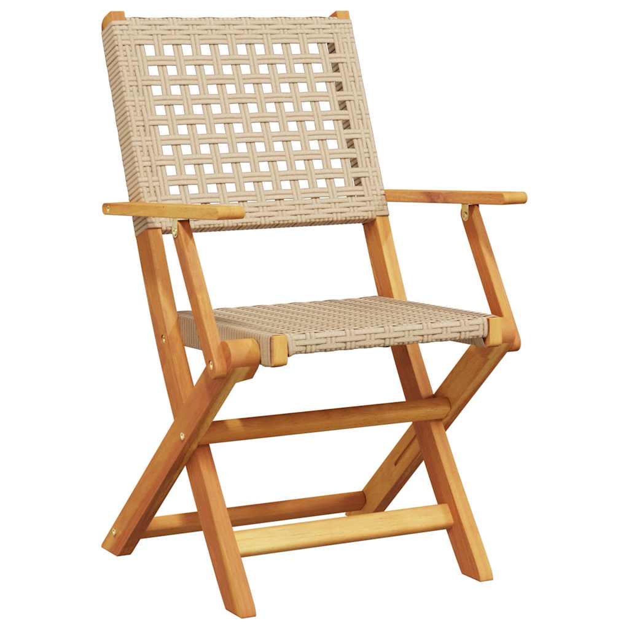 Voir la diapositive 3 : VIDAXL Chaises de jardin pliantes lot de 4 beige rotin et bois massif