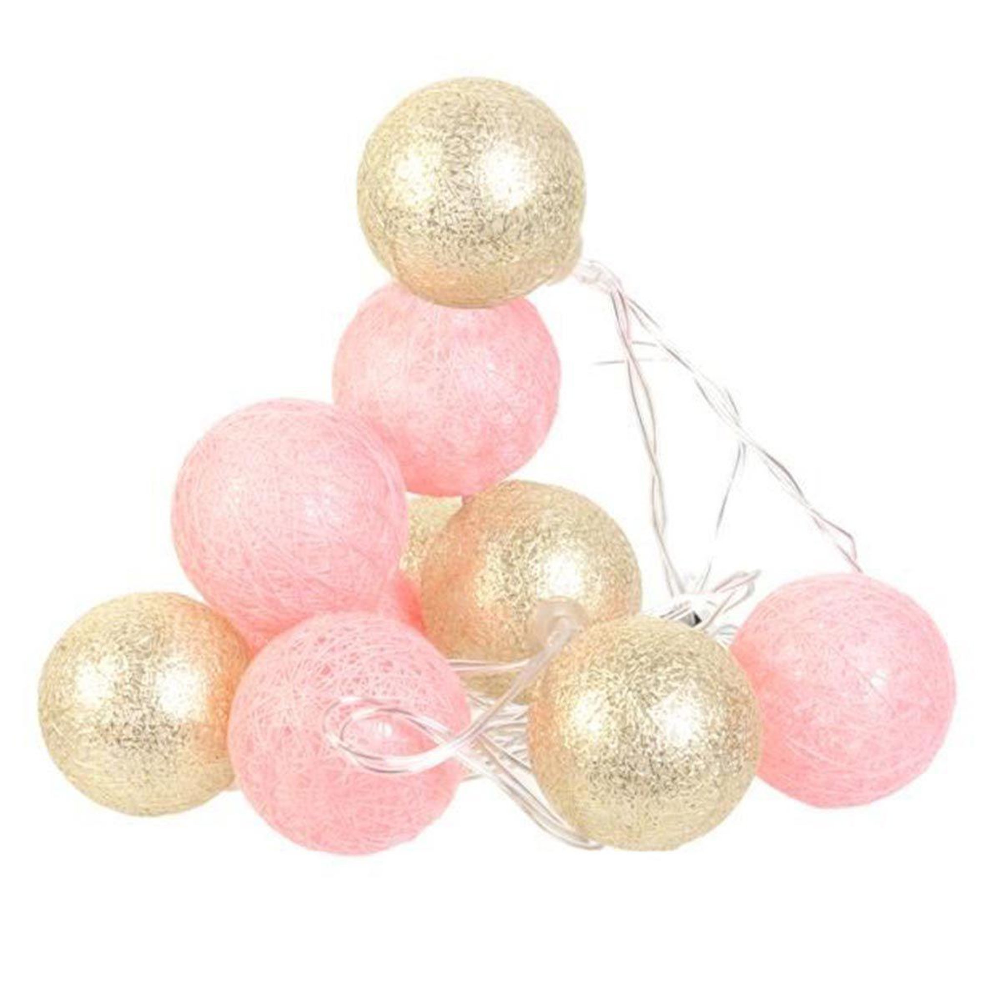 Voir la diapositive 1 : The Home Deco Factory Guirlande lumineuse à led  10 boules  192cm rose