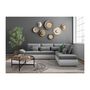 Voir la diapositive 3 : LOUNGITUDE Canapé d'angle réversible convertible SEVARA 4 places - PU blanc et tissu gris clair - Coffre de rangement - L267 x P200 x H90