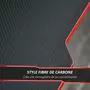 HOMCOM HOMCOM Bureau gaming racing bureau gamer bureau informatique bracket supports casque enceintes porte-gobelet métal plateau MDF texture carbone rouge noir