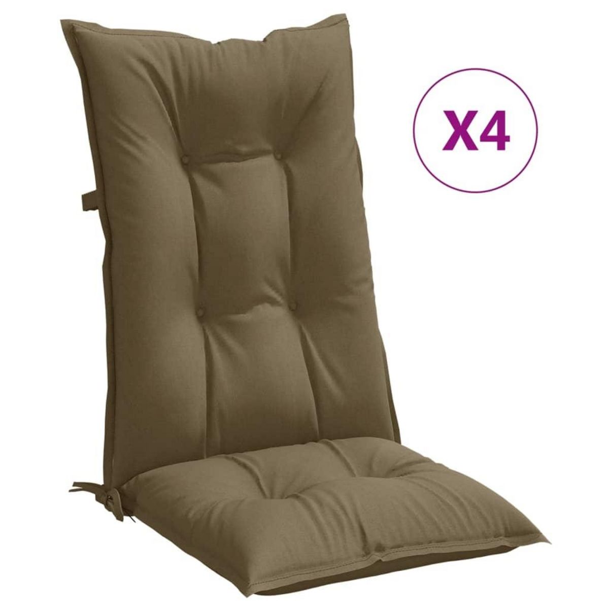 VIDAXL Coussins de chaise a dossier haut lot de 4 taupe melange tissu