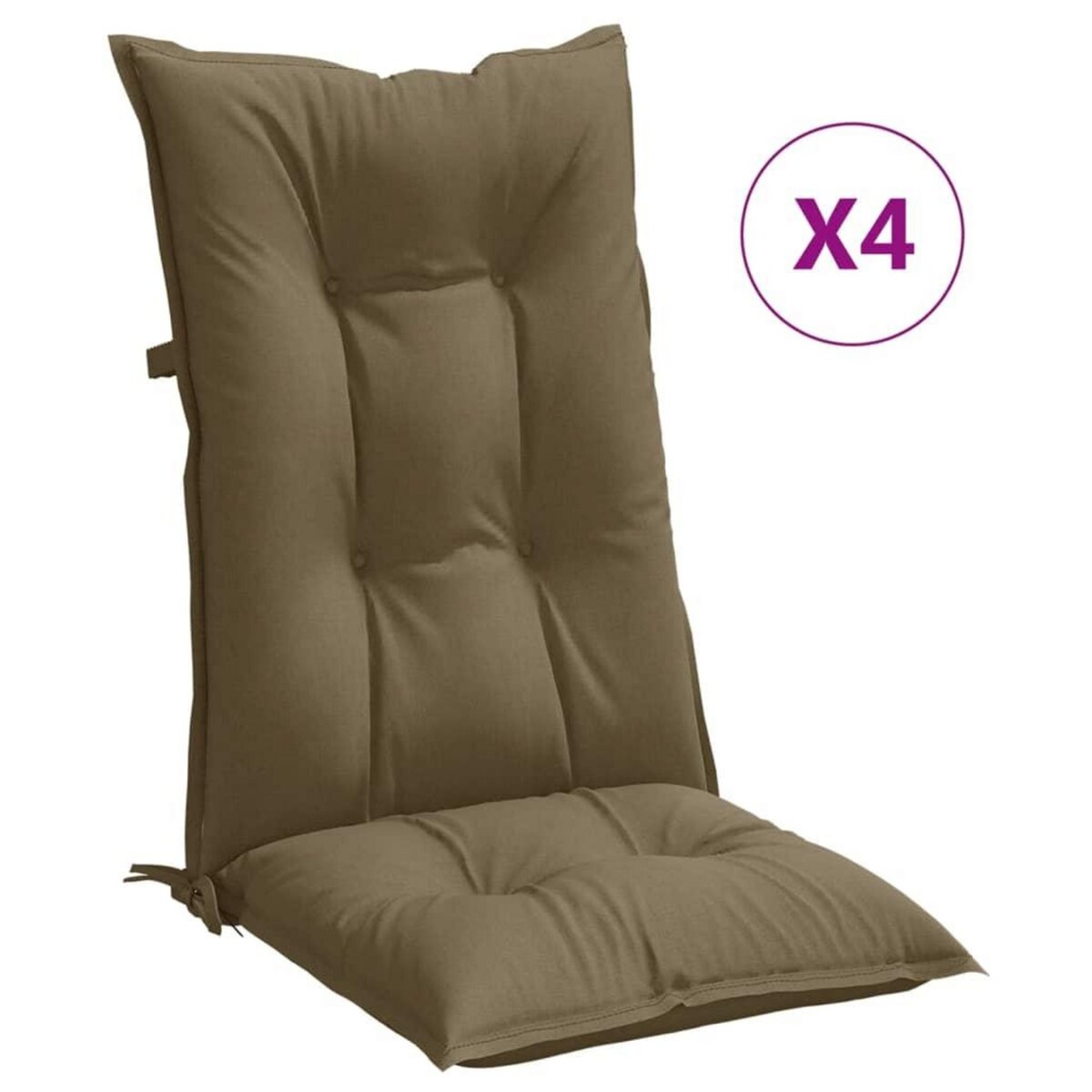 VIDAXL Coussins de chaise a dossier haut lot de 4 taupe melange tissu