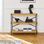 Voir la diapositive 2 : SWEEEK Etagère 3 niveaux industrielle effet frêne et métal - LOFT L 100 x l 30 x H 79cm