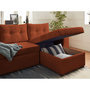 Voir la diapositive 4 : BEST MOBILIER California - canapé d'angle réversible convertible - avec coffre, tablette et poufs - en velours côtelé - 4 places