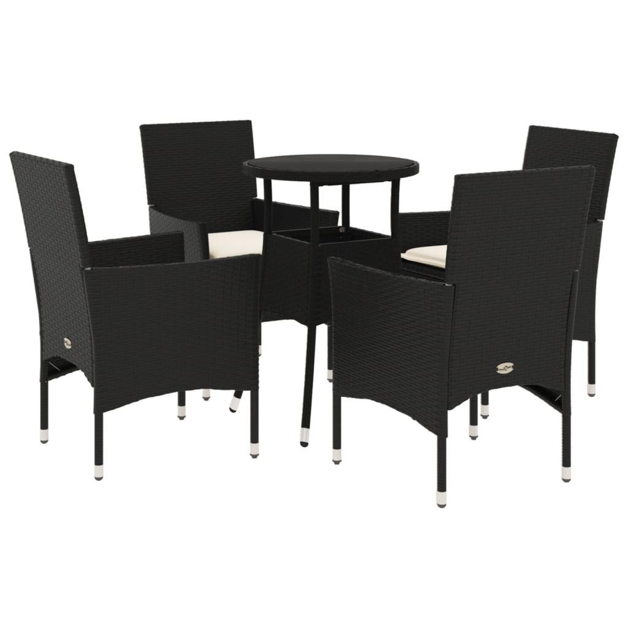 Voir la diapositive 2 : VIDAXL Ensemble a manger de jardin et coussins 5 pcs noir rotin verre