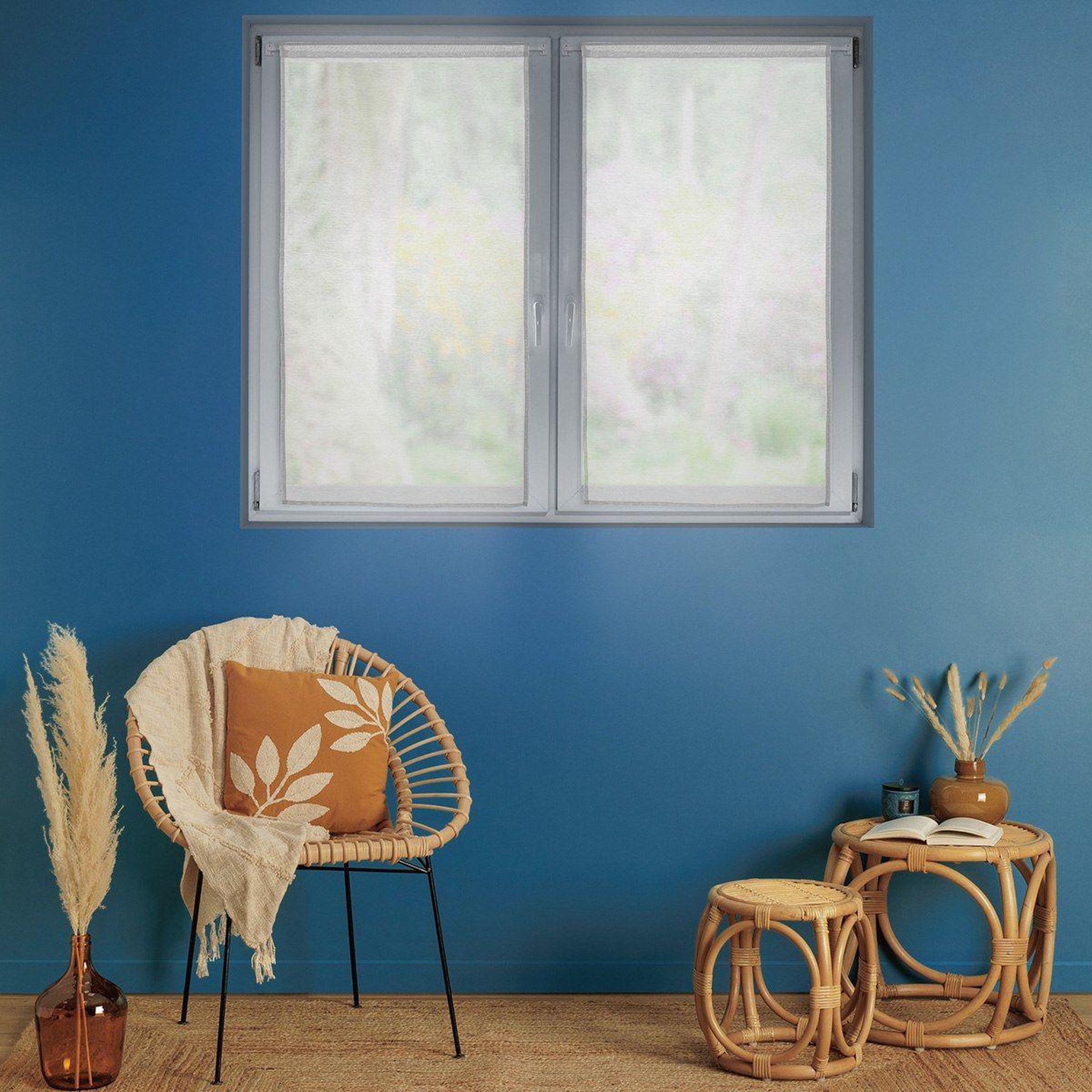Voir la diapositive 2 : ATMOSPHERA Lot de 2 rideaux voilage  moly  60x90cm blanc