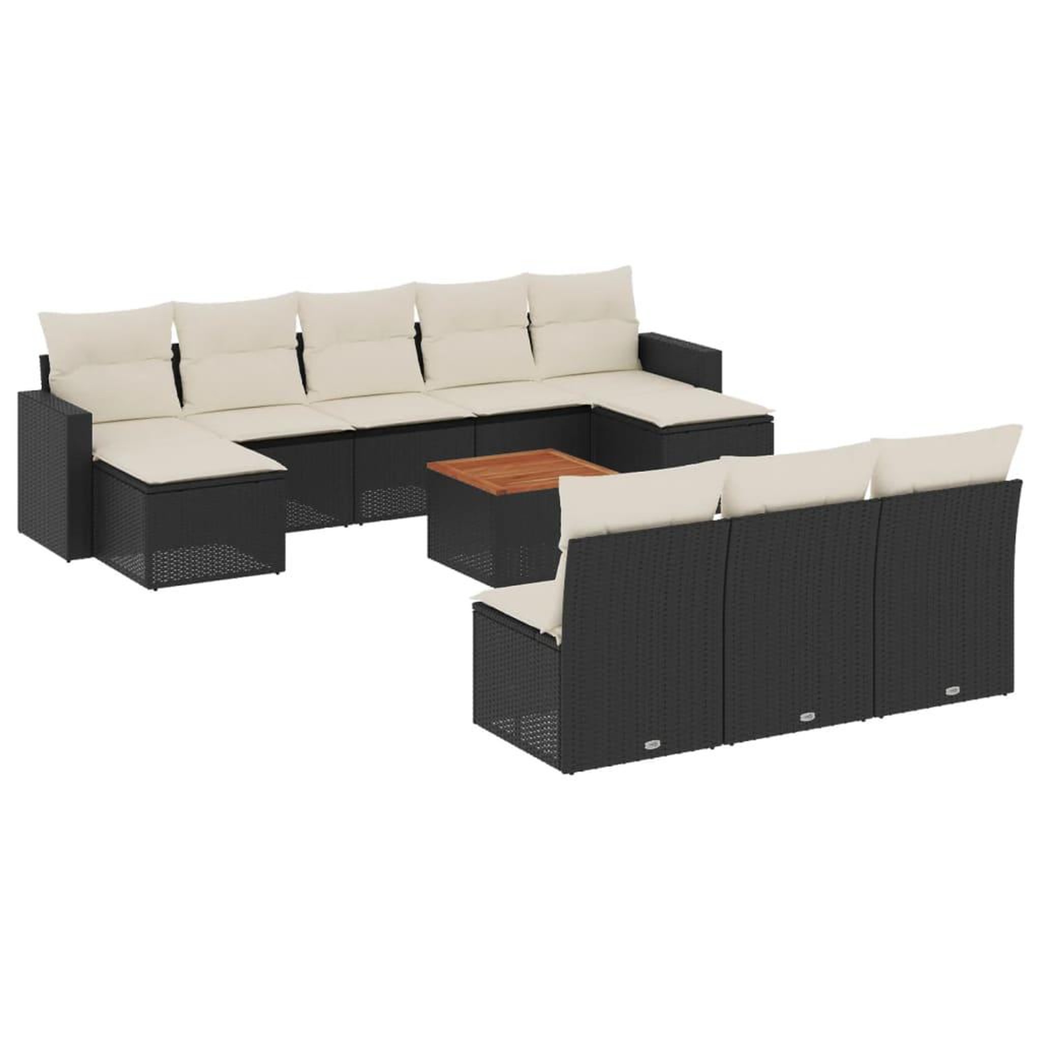 Voir la diapositive 2 : VIDAXL Salon de jardin 11 pcs avec coussins noir resine tressee