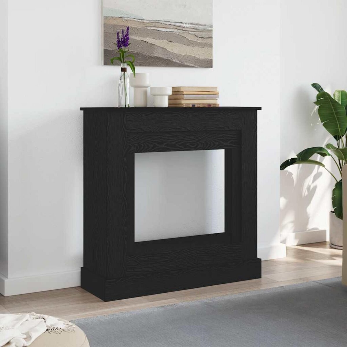 VIDAXL Cadre de cheminee chene noir 90x30x90 cm bois d'ingenierie