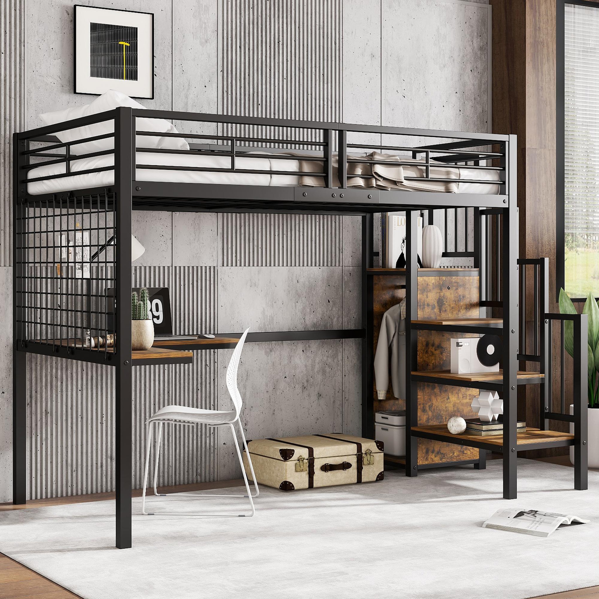 Voir la diapositive 4 : MERAX Lit mezzanine 90x200cm