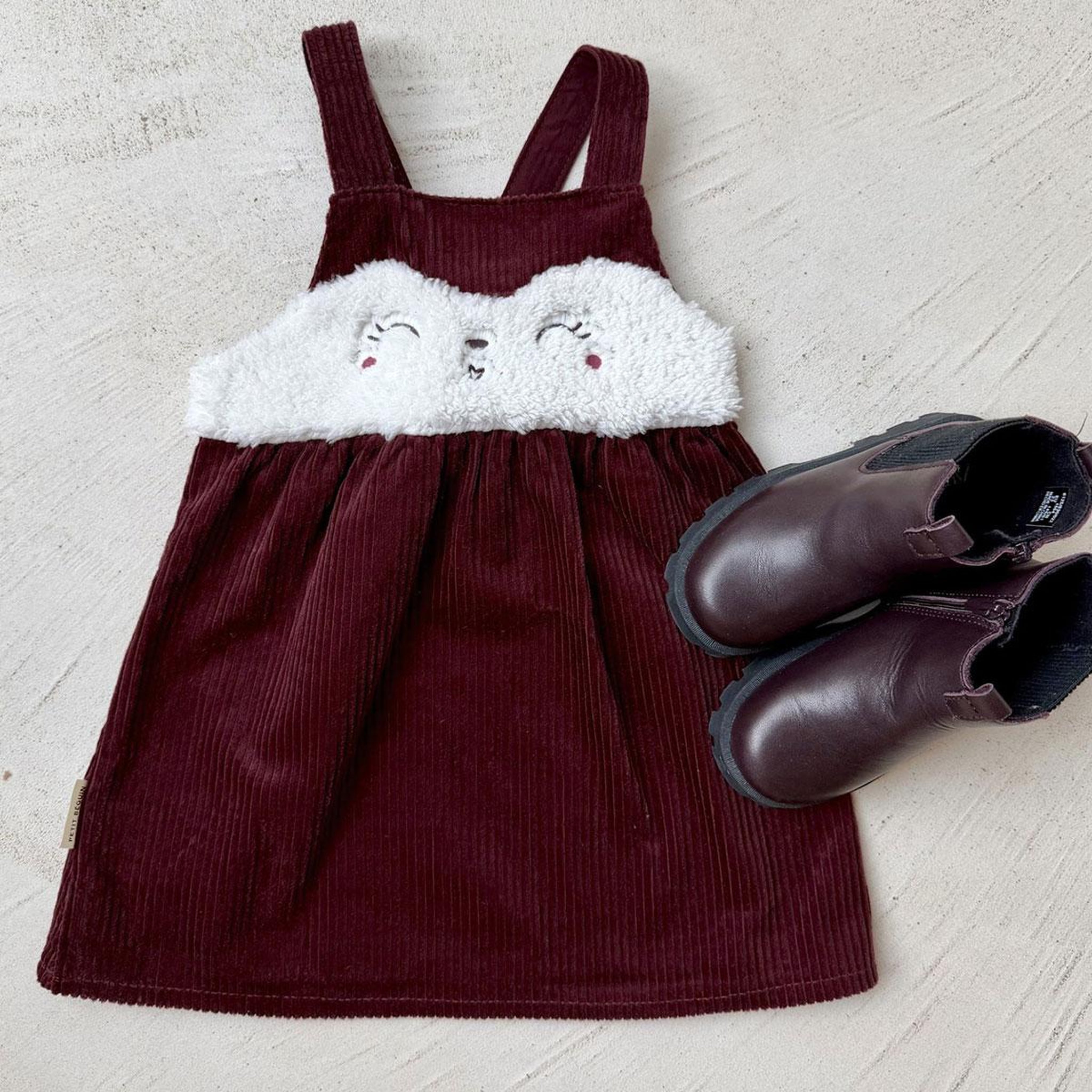 Voir la diapositive 4 : PETIT BEGUIN Robe bébé en velours côtelé aimée
